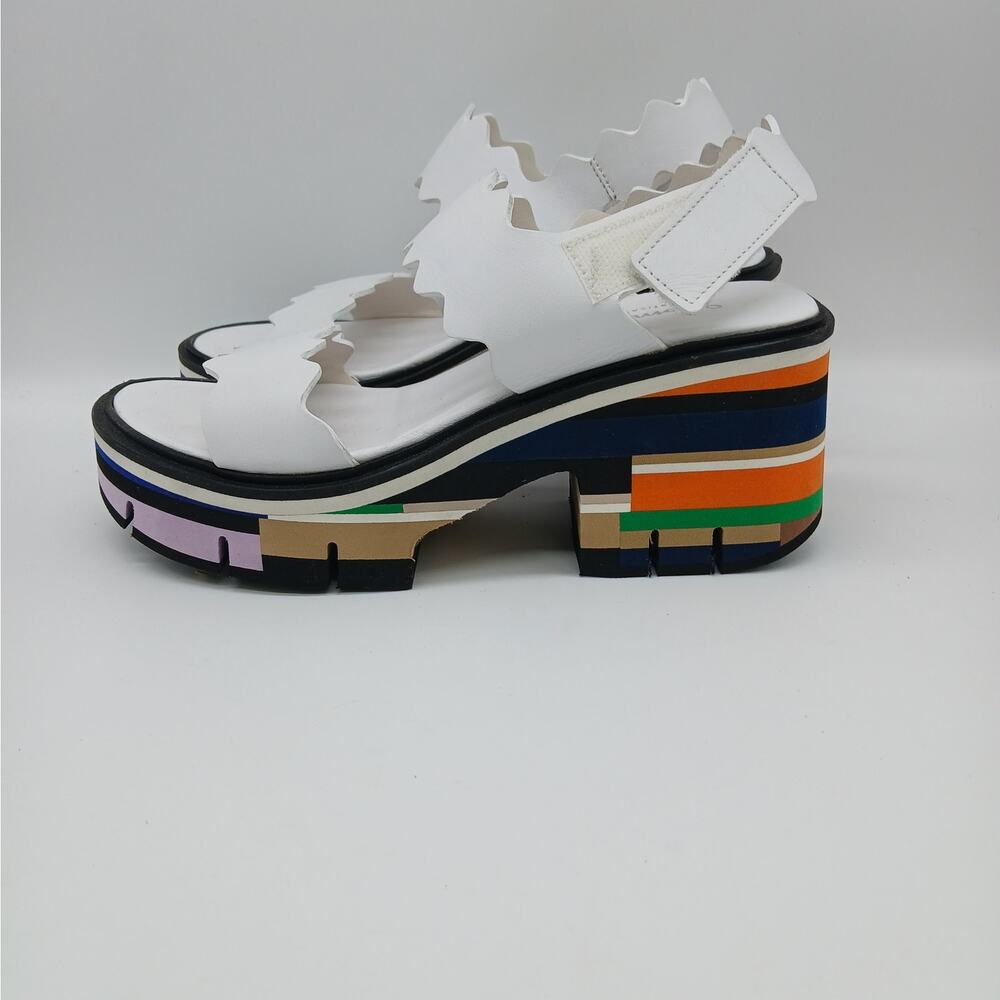 Homers Leather Fornells Wedge Platform Sandals White Size 36 US 6 Made in Spain - Picture 3 of 10